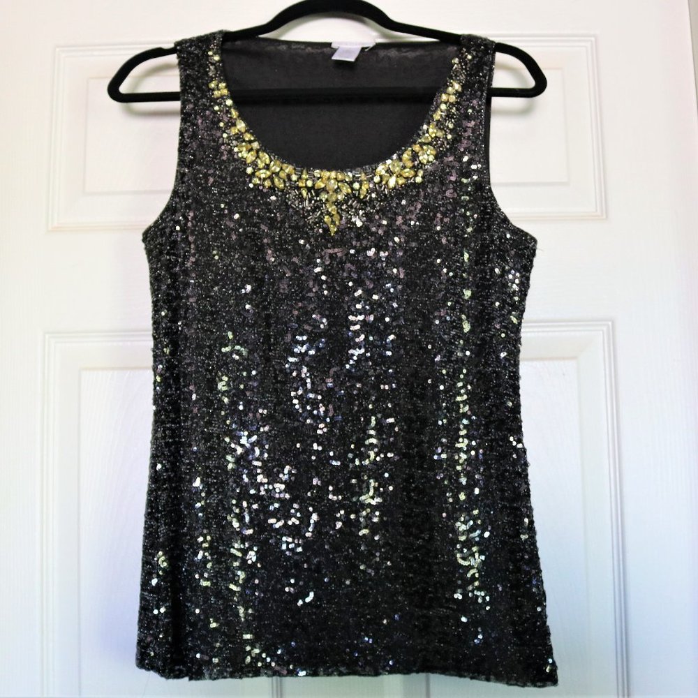 Fully Sequined Embellished Festive Tank Top
